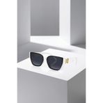 Poloair UV400 Korumalı Çiçek Desenli Çerçeve Zarif Gold Detaylı Sap Kadın Güneş Gözlüğü Beyaz Füme Renk PLG-2131C5