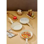 polochef Cookchef Classico Döküm Granit Tava Seti 20-24-28 Cm 3 Parça Krem Bakalit Sap
