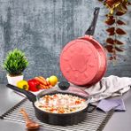 Polochef Döküm Granit 28 cm Kapaklı Derin Tava Siyah