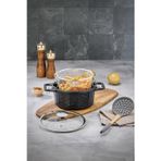 PoloChef Kristal Döküm Granit Kızartma Tenceresi 20 cm Siyah Patates Kızartma Fritöz Telli