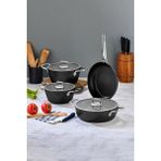 Polochef Quatro Granit 7 Parça Tencere ve Tava Seti Siyah