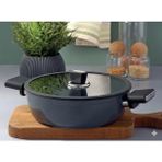 Polochef Vista Seramik 26 cm Kapaklı Basık Tencere - Siyah - 18-42