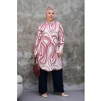 Polologin Butik Bordo Beyaz Modern Desen Tunik