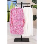 Polologin Butik Çiçek Desenli Battal Beden Viskon Pantolon Ve Tunik Takım