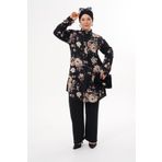 Polologin Butik Çiçek Desenli Klasik Tunik