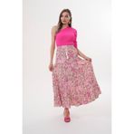 Polologin Butik Pembe Gelincik Desenli Uzun Viskon Etek