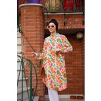 Polologin Butik Retro Çiçek Desenli Hakim Yaka Tunik