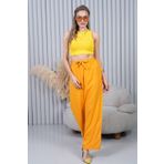 Polologin Butik Sarı Belden Bağlamalı Bol Paça Pantolon