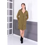 Polologin Butik Sarı Siyah Kazayağı Desenli Viskon Tunik