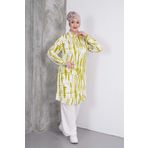 Polologin Butik Yeşil Beyaz Desenli Tunik ve Krem Pantolon Takım