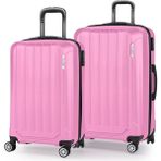 Polo&Sky Pembe Renk 2'li İkili Set Orta Boy ABS Valiz Seti 360 Derece Tekerlekli