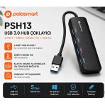 Polosmart Psh13 Usb 3.0 Hub Çoklayıcı 4 Port 5Gbps Yüksek Hızlı Usb Çoğaltıcı