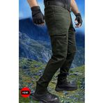 Polviton Erkek Kargo Pantolon Fermuarlı Cep Bölümü Taktikal Outdoor Haki