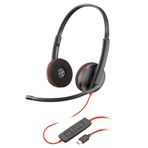 Poly Blackwire 3220 Kablolu Kulaklık (Plantronics) - Gürültü Önleyici Mikrofon - Stereo Tasarım - USB-C veya USB-A ile PC/Mac'e bağlanın - Ekiplerle Çalışır, Yakınlaştırma - Amazon Exclusive