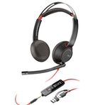 Poly Blackwire 5220 Siyah Kırmızı Headset Saç Bandı Kulaklık