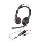 Poly - Blackwire 5220 USB-A Kulaklık (Plantronics) - Boom Mikrofonlu Kablolu, Çift Kulaklı (Stereo) Bilgisayar Kulaklığı - USB-A, PC, Mac, Tablet ve/veya Cep Telefonunuza bağlanmak için 3,5 mm