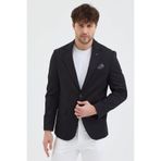 Poly Erkek Siyah Likralı Pamuklu Slim Fit Spor Blazer Ceket Siyah 52
