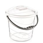 Poly Time 15 Litre Kapaklı Ölçekli Şeffaf Su Kovası - ABS Plastik - Saplı