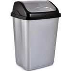 Poly Time Gri Sallanır Kapak 50 lt 68x41x33 cm Ofis Banyo Mutfak Bahçe Çöp Kutusu Kovası
