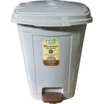 Poly Time Plastik Basmalı Pedallı Çöp Kovası Kutusu / 52 Litre - Krem / 57X40X40 Cm. - Beyaz - 32 lt