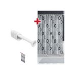 Polyester Kumaş Geometrik Desen Gri Banyo Perdesi + Askı Aparatı C-halkalı Duş Perdesi Gri