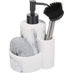 Polyester Sıvı Sabunluk, Süngerlik ve Lavabo Fırçası – Dekoratif & Dayanıklı