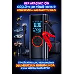 POLYGOLD 12000mA Taşınabilir Akü Takviye Jump Starter Power Bank, Hava Kompresörlü Kablosuz Lastik Şişirme