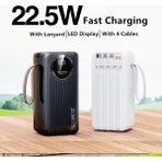 polygold pg-pw650 50000 mah power bank 22.5w süper hızlı şarj, 4 dahili kablolu ve dijital led ekran - Siyah
