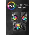 POLYGOLD RGB Işıklı Bass Soundbar Tv Ses Sistemi ve Bilgisayar Masaüstü Bluetooth Hoparlör Subwoofer SİYAH