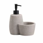 Polyresin Sıvı Sabunluk, Modern Çizgili, Krem Renk, Mat Doku, Sıvı Sabun, Pompalı, Kozmetik Şişesi, Doldurulabilir Sıvı Sabunluk, Banyo Mutfak Lavabo Otel Karavan Mien Aksesuarı