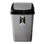 Polytime Sallanır Kapak Ofis Banyo Mutfak Bahçe Çöp Kutusu Kovası / 2,5 Litre/Gri / 24x12x16 Cm.