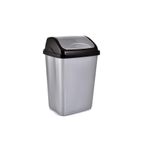 Polytime Sallanır Kapak Ofis Banyo Mutfak Bahçe Çöp Kutusu Kovası / 35 Litre / Gri / 57x38x30 Cm.