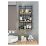 Pomashki 3 Katlı Dekoratif Duvar Rafı , Metal Duvar Rafı , Banyo Duvar Rafı , Mutfak Duvar Rafı , Organizer