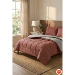 Pomelo Home Çift Taraflı %100 Pamuk Yorgan Takımı Çarşaf ve Yastık Kılıflı | Gülkurusu-Gri Tek Kişilik - Pembe