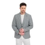 Pomfetti Erkek Siyah Kazayağı Desenli Slim Fit Blazer Ceket (Büyük Beden - Battal) Siyah 48