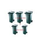 POMSTORE 3 + 2 HEDİYELİ Kapaklı Tutma Saplı Özel Çöp Konteyneri 120 Lt ( Yeşil ) Büyük Boy 5 ADET