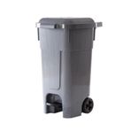 POMSTORE Violet Konteyner 80 Litre Büyükboy Pedallı Ayak Çöp Kova Kapaklı Tekerlekli Seyyar Çöp Arabası Gri