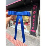 Ponçik Accessories Saks Mavi Saten Fiyonk Otomatik Kurdele Toka - 10 Saks Mavi