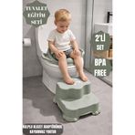 PONÇİK STORE Kaydırmaz Çocuk Taburesi Çift Basamaklı& Kulplu Klozet Adaptörü -Çocuk Banyo Lavabo Basamağı
