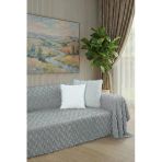Ponela Koltuk Örtüsü Kaymaz Bohem Punch Kabartmalı 3 Boyutlu 175X300 Cm ( Large) Kaymaz, Gri