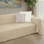 Ponela Koltuk Örtüsü Kaymaz Bohem Punch Kabartmalı 3 Boyutlu 175x350 cm ( X- Large ) Kaymaz, Bej