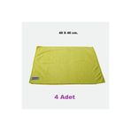 Ponitex (4 ADET) Polikur 3222 Premium Mikrofiber Kurulama Toz Ve Cam Temizlik Bezi 40x40 Cm. Sarı