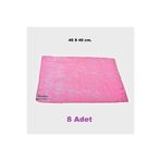 Ponitex (8 ADET) Polikur 3222 Premium Mikrofiber Kurulama Toz Ve Cam Temizlik Bezi 40x40 Cm. Pembe