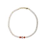 Ponponiere Beyaz - Mercan Kadın Kolye Akrila Necklace