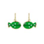 Ponponiere Yeşil - Altın Kadın Küpe Elmira Earrings