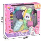 Pony Aksesuarlı Saçlı Pelerinli Oyuncak Unicorn - Beyaz