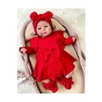 Pony Baby Fiyonklu Romper Elbise Kırmızı