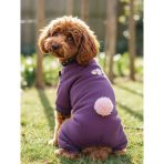 Pony Purple Ponpon Köpek Tulumu | Şardonlu Polar Kumaş | Küçük Irk Köpekler İçin | Tüy Dökülmesini Azaltır