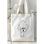 Poodle Köpek Baskılı Bez Çanta Omuz Çantası Kişiye Özel Model 4
