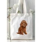 Poodle Köpek Baskılı Bez Çanta Omuz Çantası Kişiye Özel Model 7